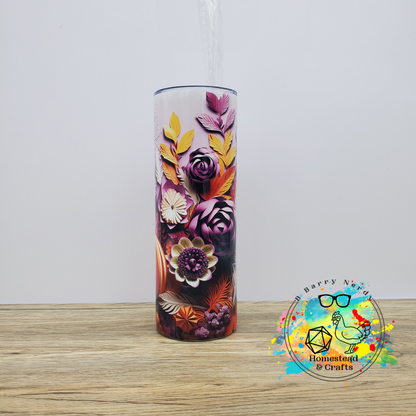 Purple Pumpkin 3D Paper Art, 20 oz Sublimated Steel Tumbler