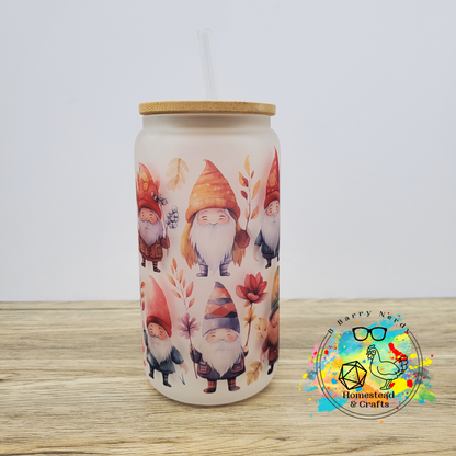 Two Layer Harvest Gnomes, 16oz Sublimated Glass Can