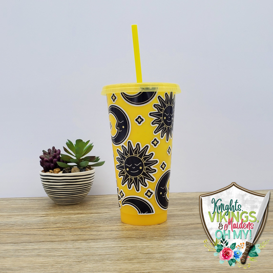 Sun and Moon, Vinyl Cold Cup with a Straw