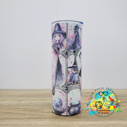 Pastel Watercolor Spooky Tarot, 20 oz Sublimated Steel Tumbler