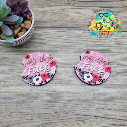 I Like Pretty Things, Set of 2 Neoprene Car Coasters