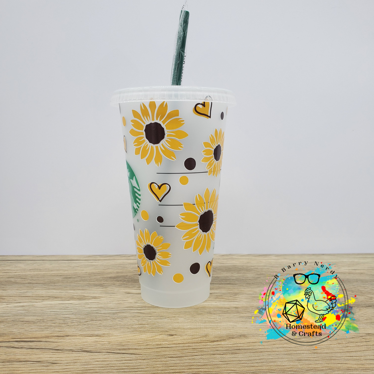 Love Sunflowers, 24oz Starbucks Cold Cup with Straw