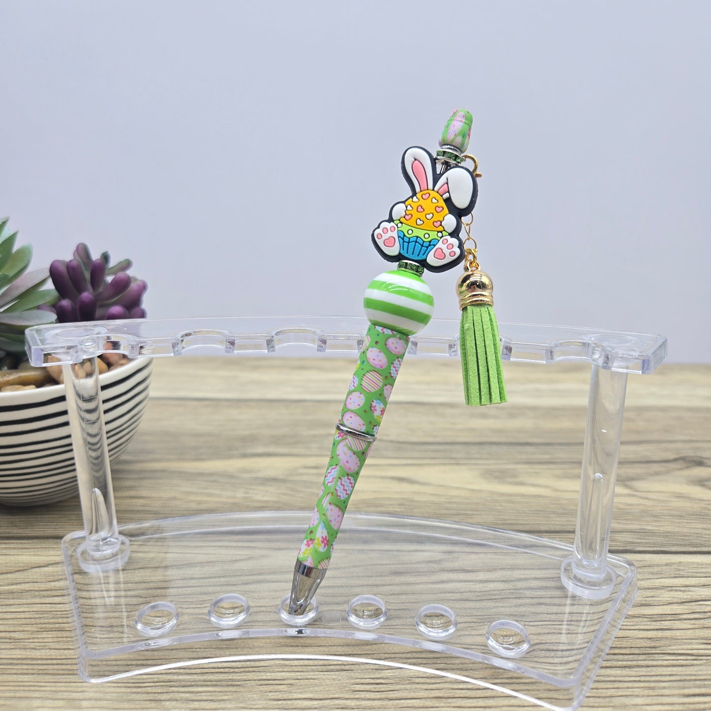 Your Choice of One: Easter Theme Focal, Acrylic Bubblegum, Printed Ballpoint Black Ink Pen