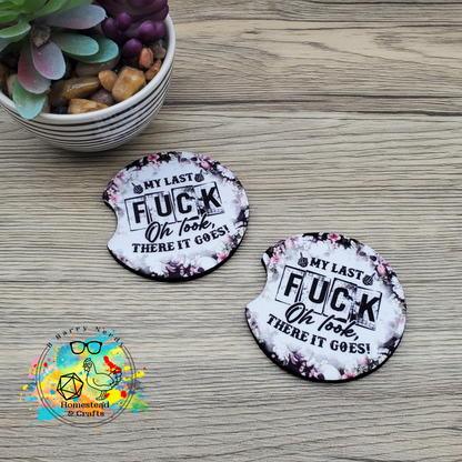 My Last F, Set of 2 Neoprene Car Coasters