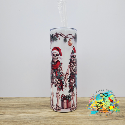 Festive Christmas Skeletons, 20oz Sublimated Steel Tumbler