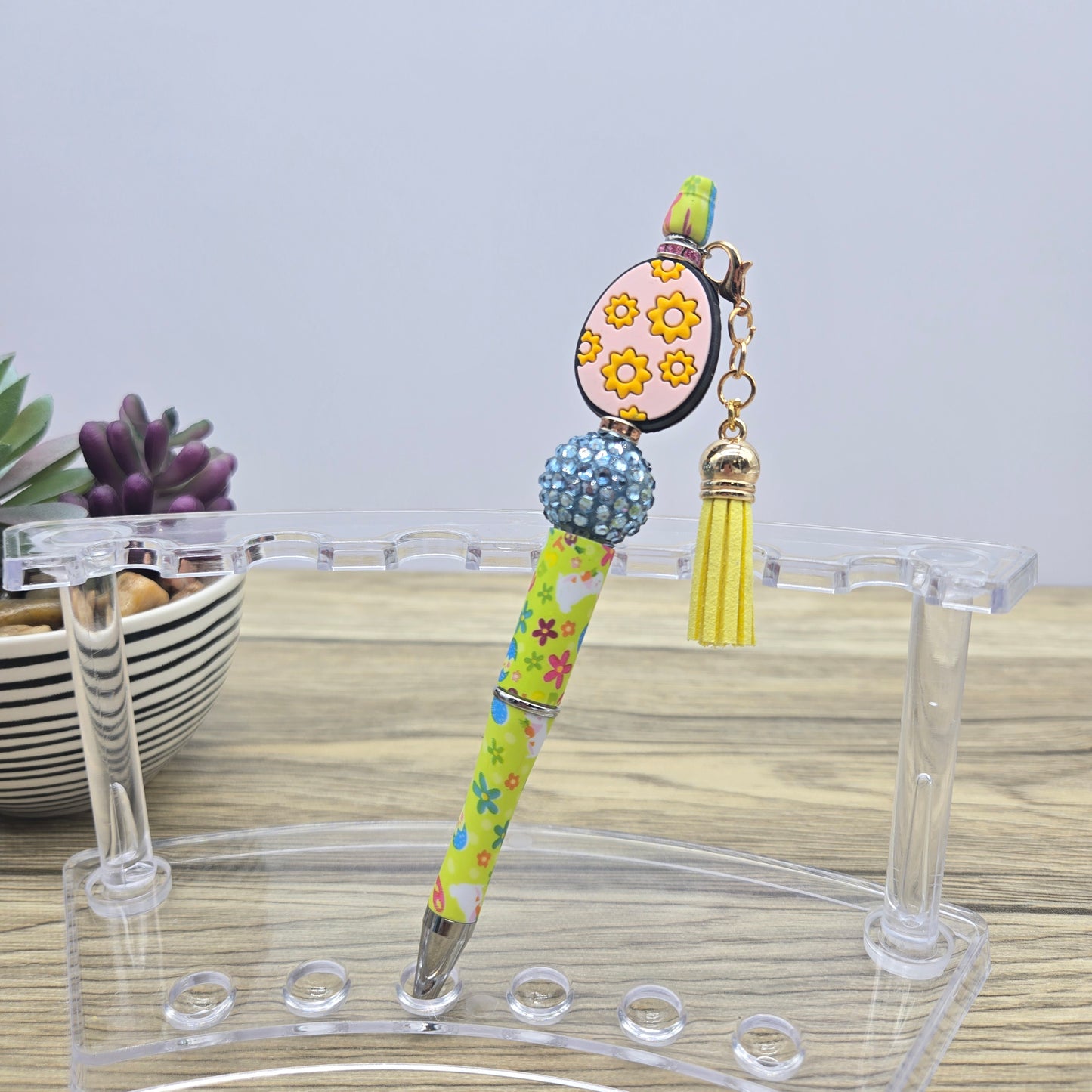 Your Choice of One: Easter Theme Focal, Acrylic Bubblegum, Printed Ballpoint Black Ink Pen