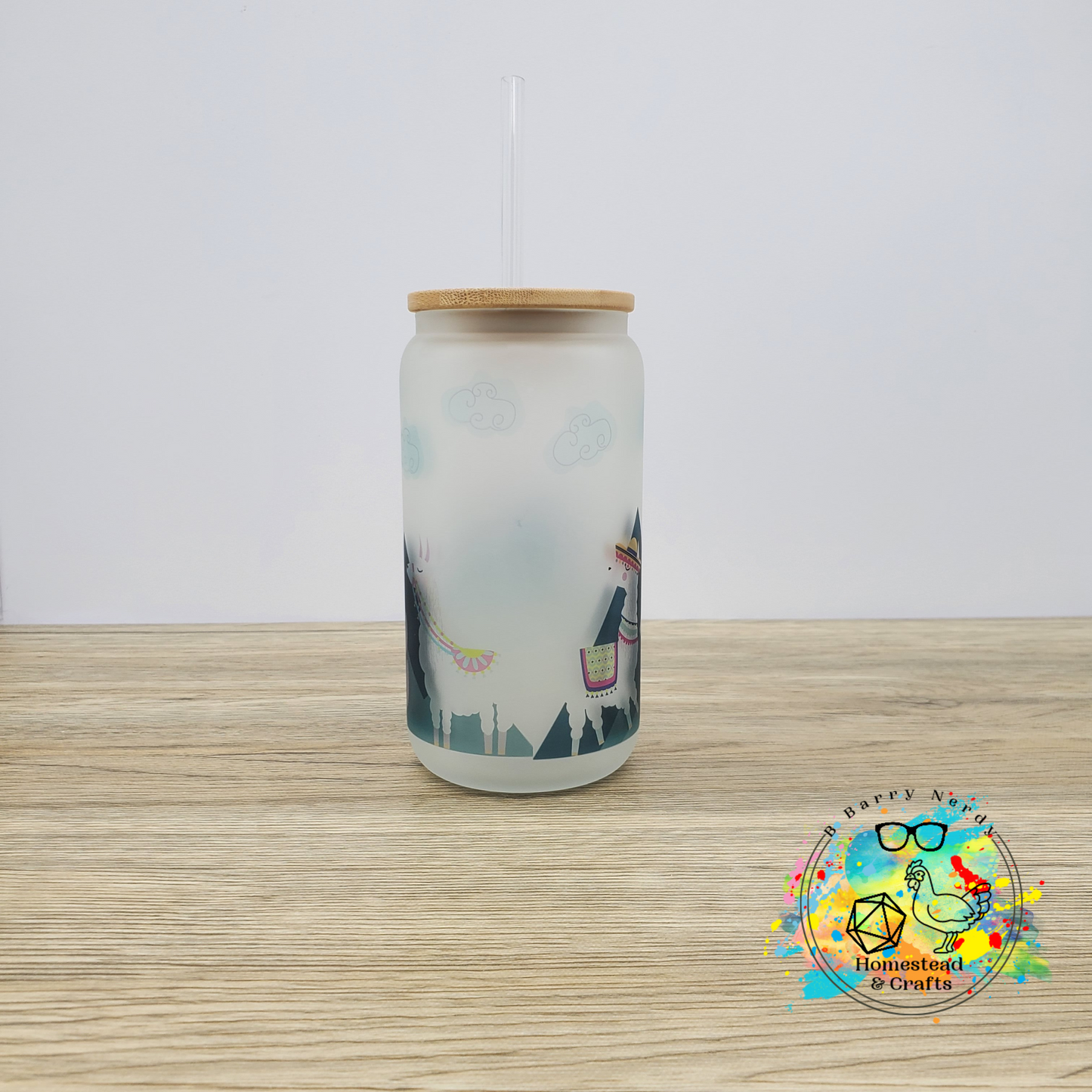 Llama Mountains, 16oz Sublimated Glass Can
