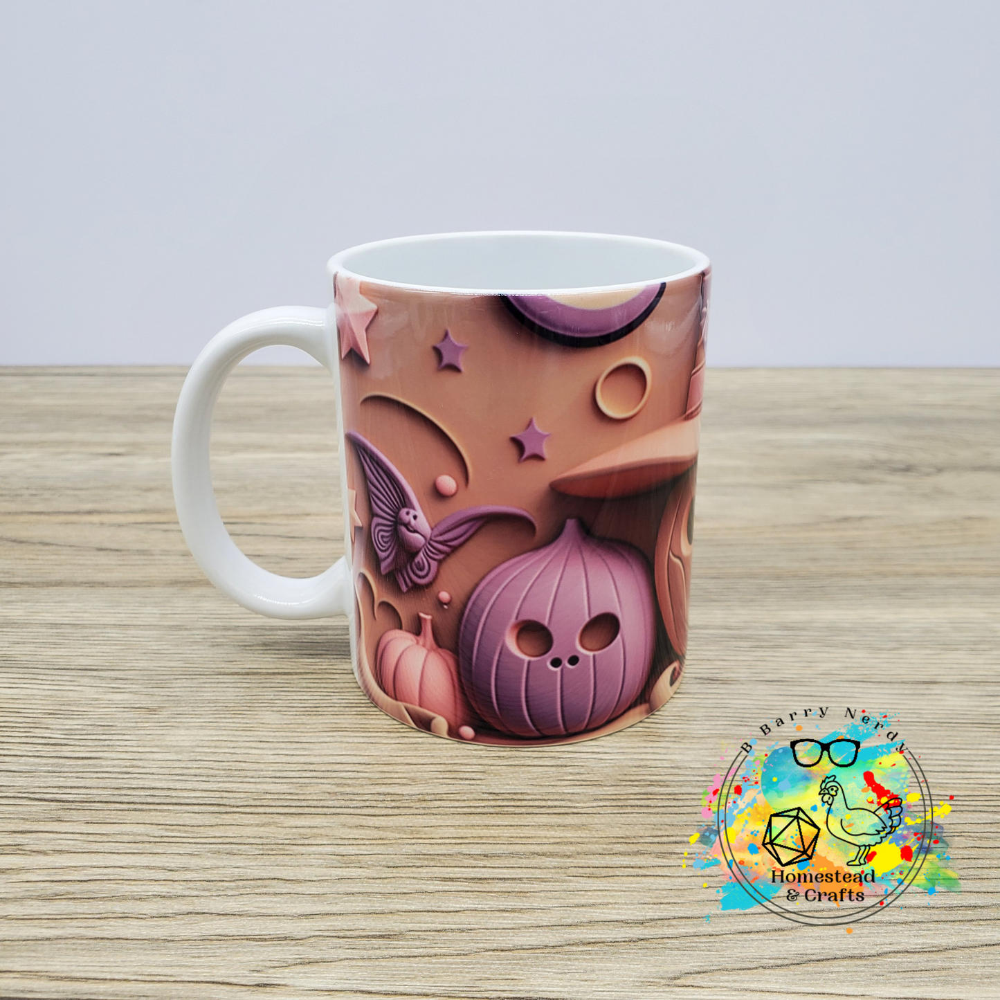 3D Witch Pumpkin in Neutrals, Your Choice in Mug Color and Size