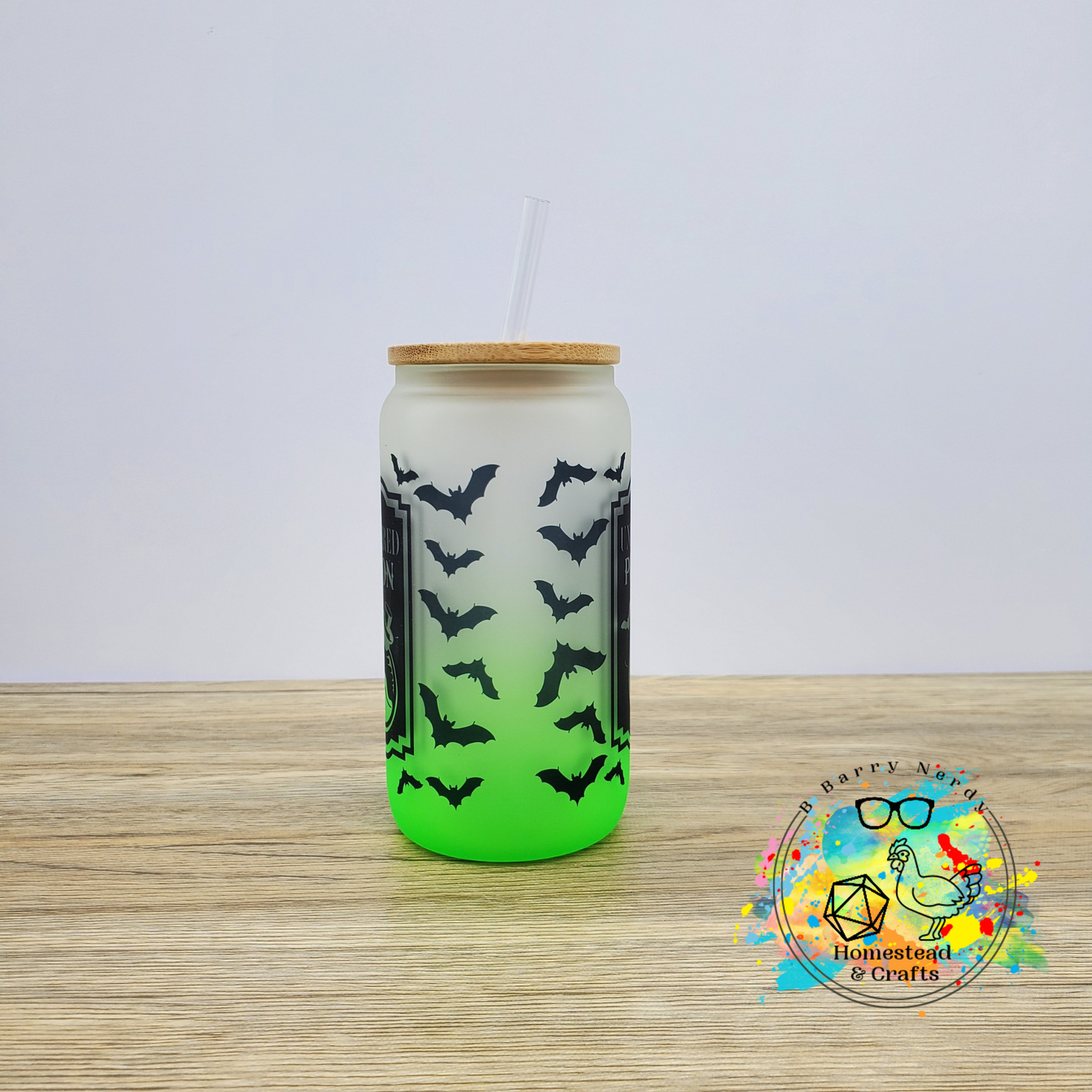 Unfiltered Poison with Bats, 16oz Sublimated Glass Can