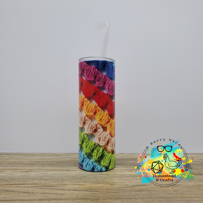 Rainbow Crochet, 20 oz Sublimated Steel Tumbler