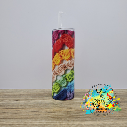 Rainbow Crochet, 20 oz Sublimated Steel Tumbler