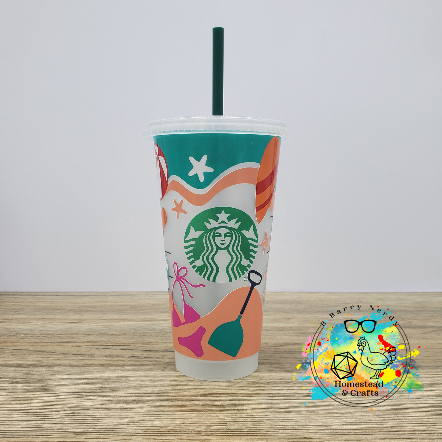 Beach Scene, 24oz Starbucks Cold Cup with Straw