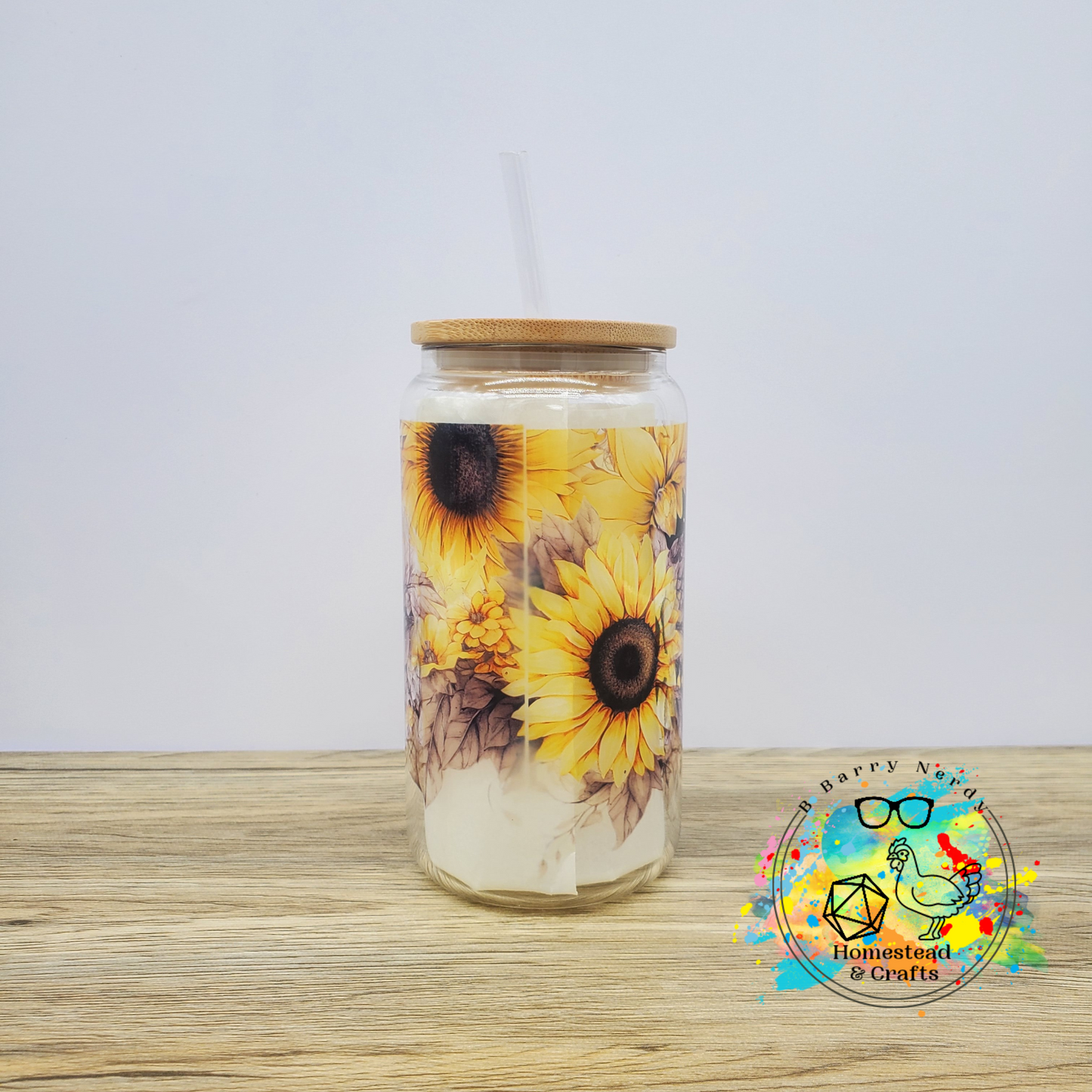 Skulls and Sunflowers, 16oz Sublimated Glass Can
