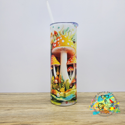 Colorful 3d Mushrooms , 20 oz Sublimated Steel Tumbler