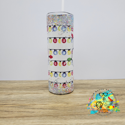 My Favorite Color is Christmas Lights in White, 20oz Sublimated Steel Tumbler