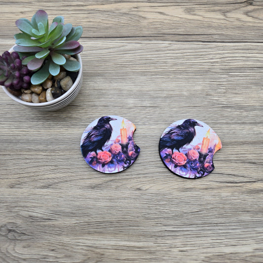 Crow/Raven, Set of 2 Neoprene Car Coasters