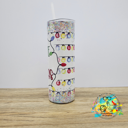 My Favorite Color is Christmas Lights in White, 20oz Sublimated Steel Tumbler