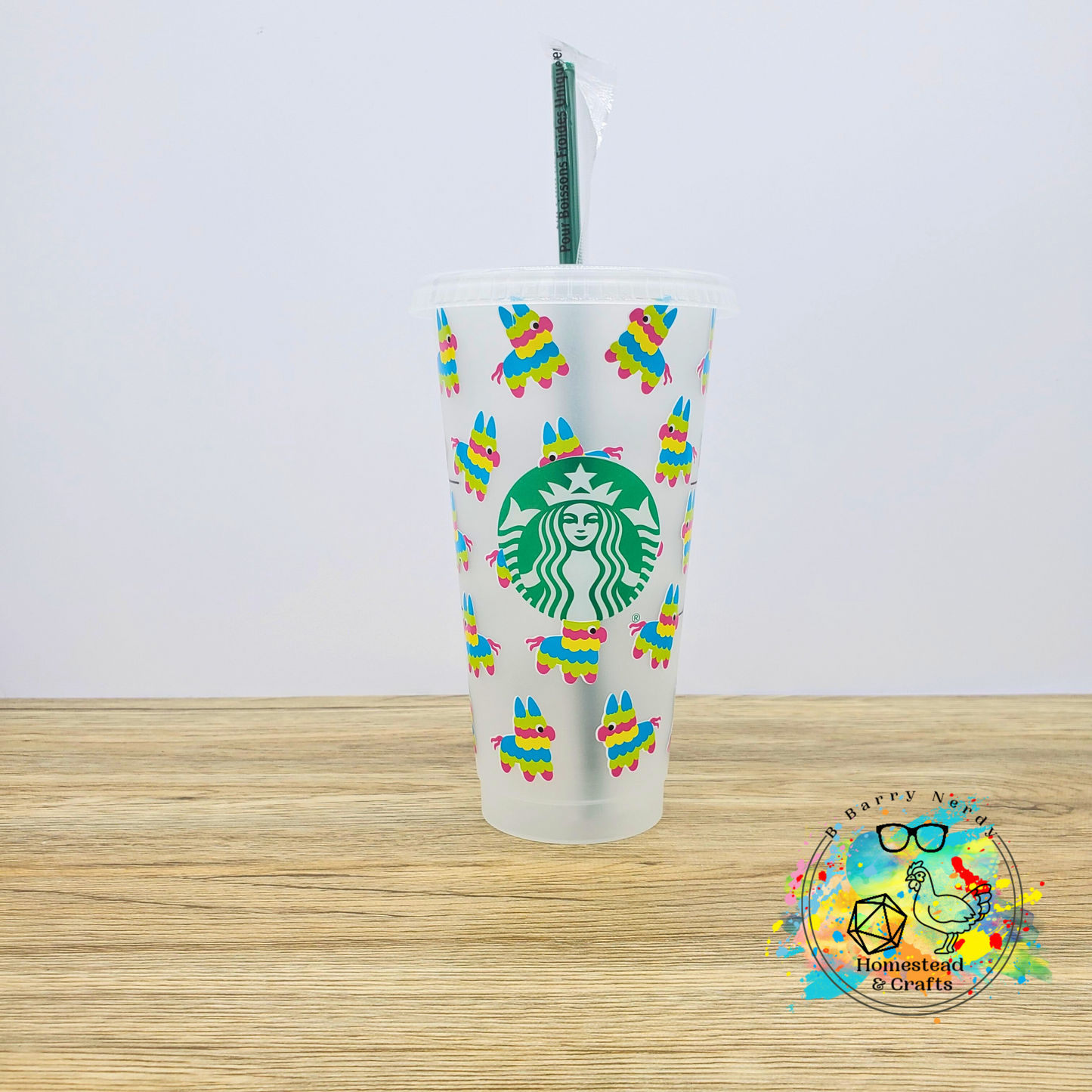 Llama Piñata, 24oz Starbucks Cold Cup with Straw