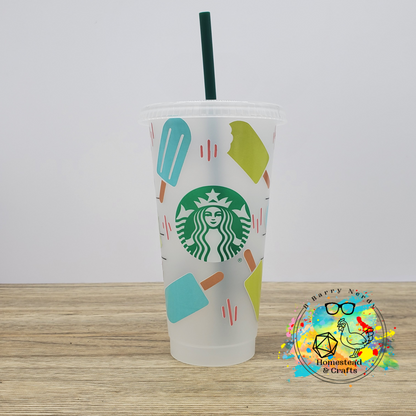 Cool Colored Popsicles, 24oz Starbucks Cold Cup with Straw