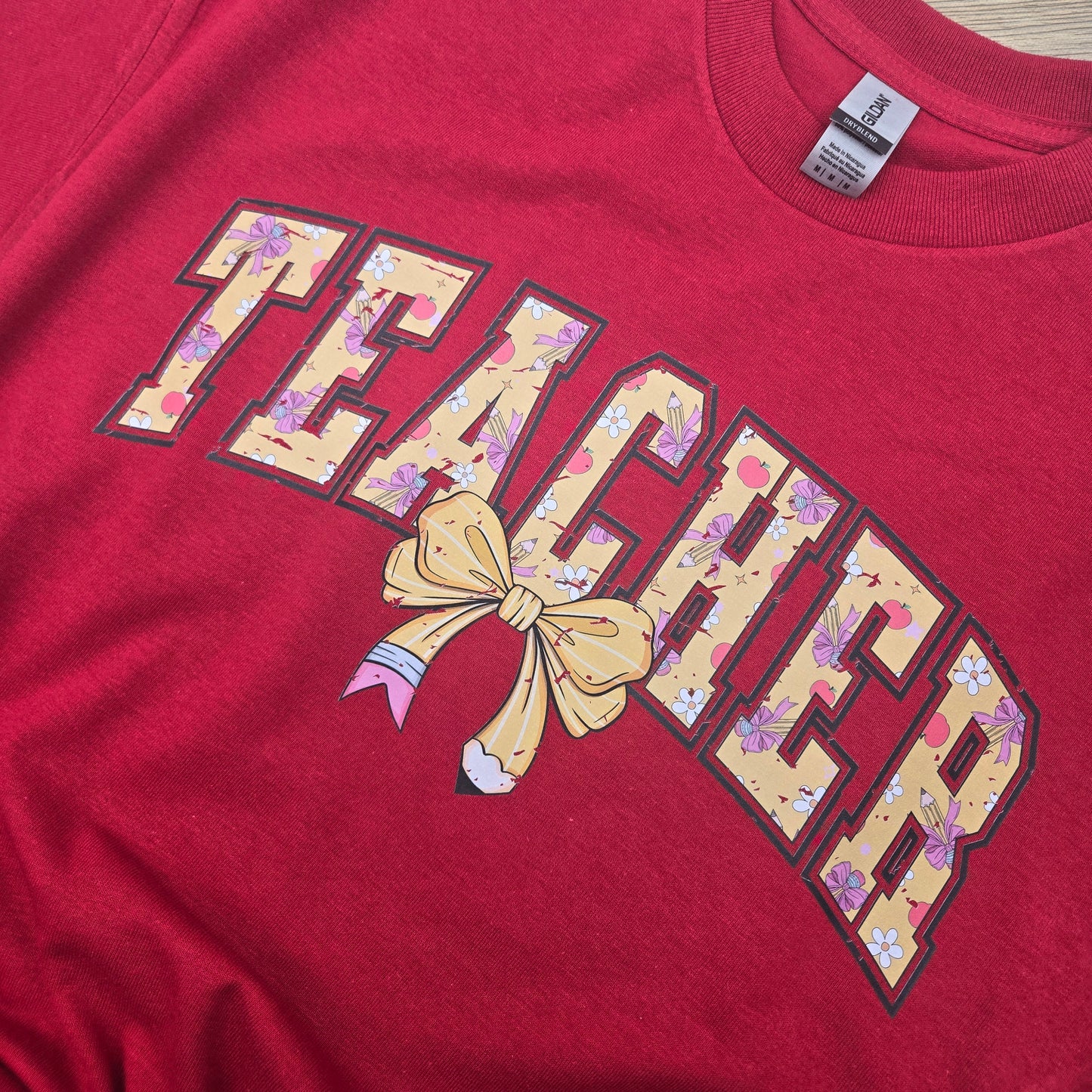 Teacher Pencil Bow- DTF Shirt, Crew Neck, or Hoodie