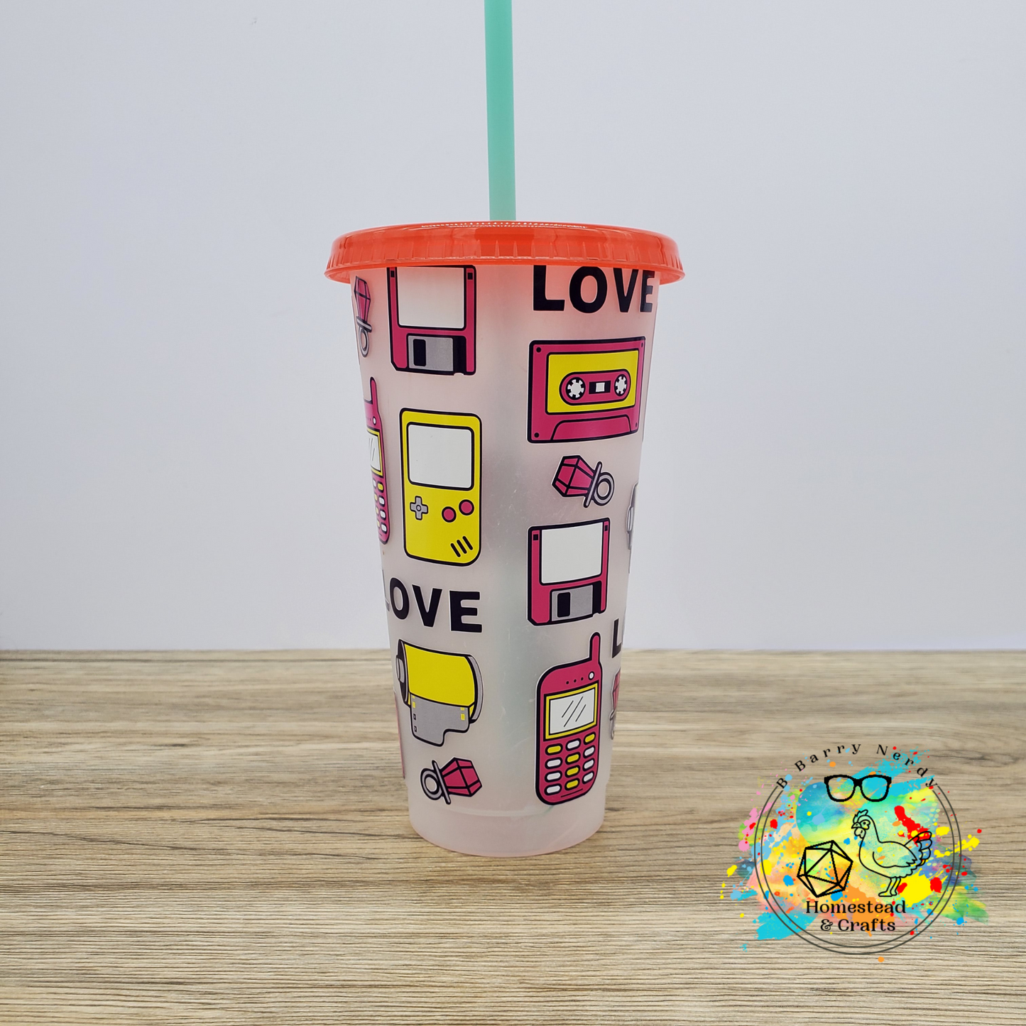 90s, Vinyl Cold Cup with a Straw
