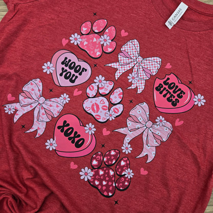 Woof You Collage with Bows DTF Shirt or Crew Neck