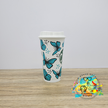 Blue Butterflies, Starbucks 16oz Hot Cup