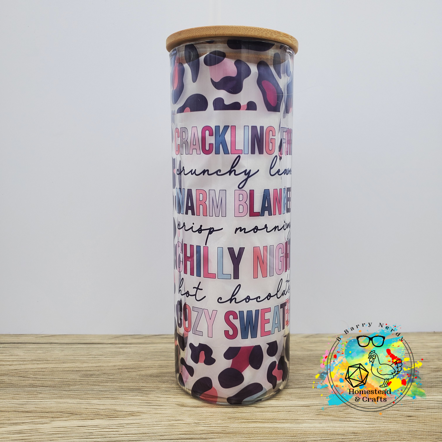 Cracklin Fire Fall, 25oz Sublimated Glass Can