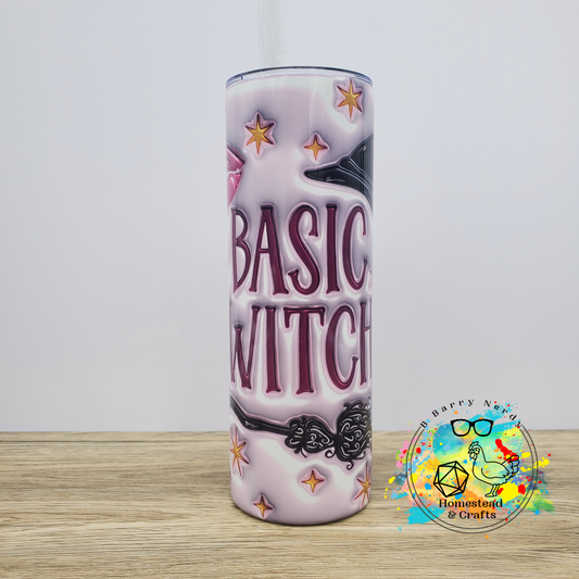 Basic Witch Puffy in Pink, 20 oz Sublimated Steel Tumbler
