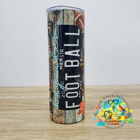 Football, Flannels, and Pumpkins, 20oz Sublimated Steel Tumbler