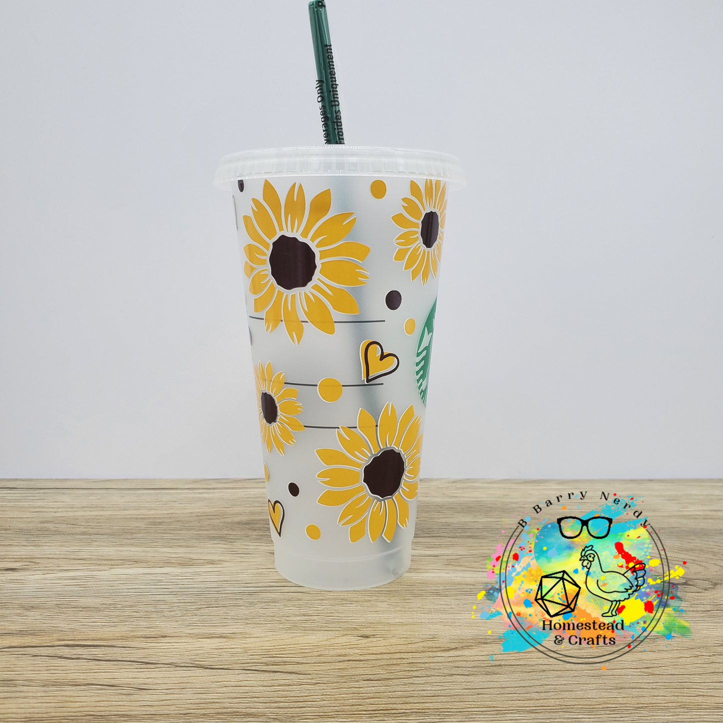 Love Sunflowers, 24oz Starbucks Cold Cup with Straw