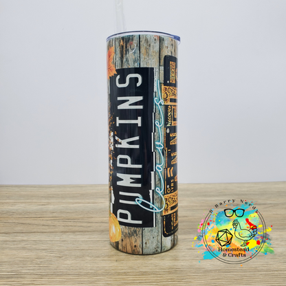 Football, Flannels, and Pumpkins, 20oz Sublimated Steel Tumbler