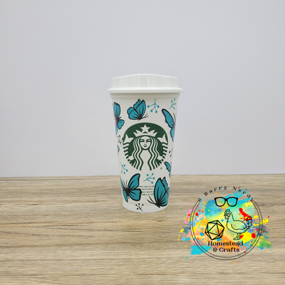 Blue Butterflies, Starbucks 16oz Hot Cup