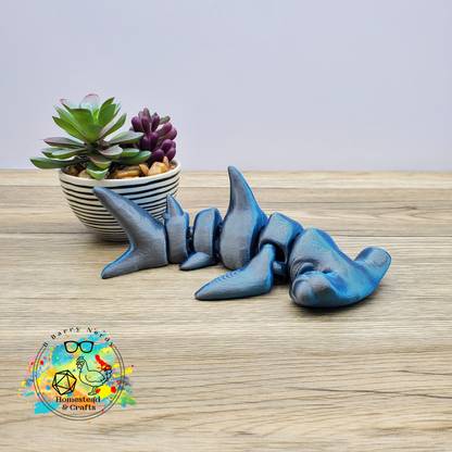 Flexi Hammerhead Shark- Blue to Silver Perspective