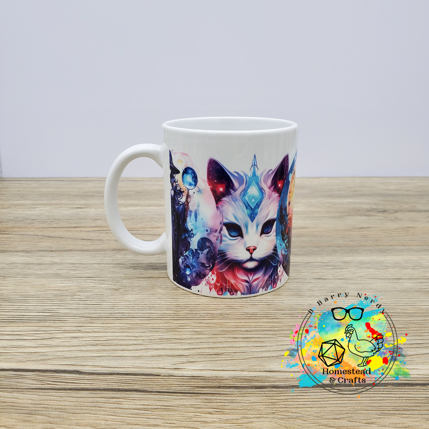 Mystical Witch, Moon and Cat, Your Choice in Mug Color and Size