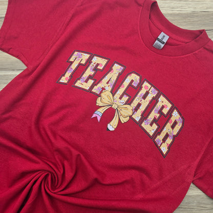 Teacher Pencil Bow- DTF Shirt, Crew Neck, or Hoodie