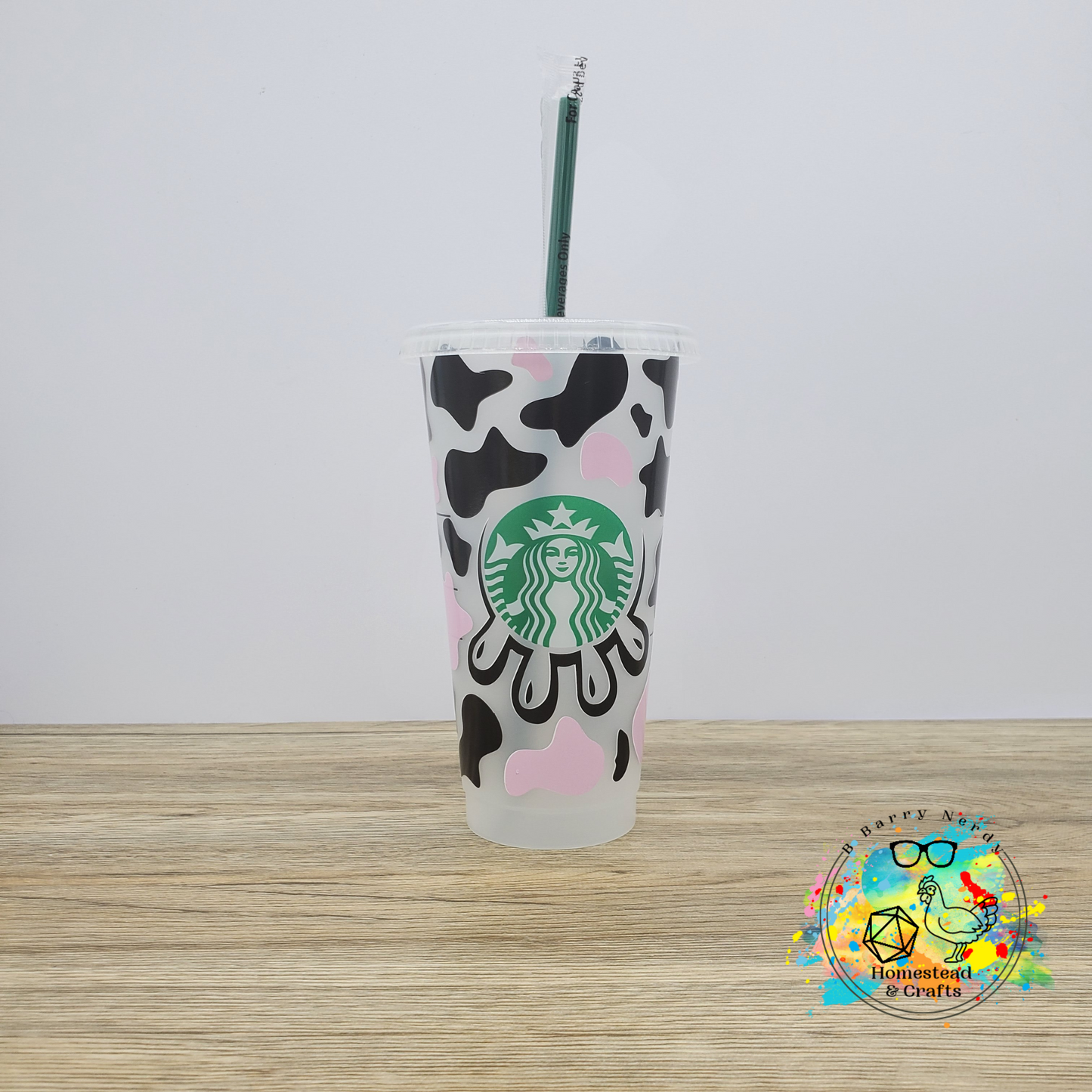 Udderly Cow, 24oz Starbucks Cold Cup with Straw