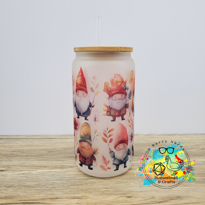 Two Layer Harvest Gnomes, 16oz Sublimated Glass Can