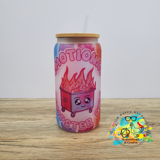 Emotional Fire, 16oz Sublimated Glass Can