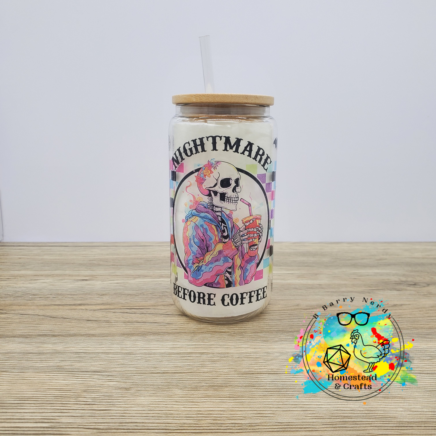 Nightmare before Coffee, 16oz Sublimated Glass Can