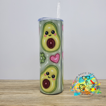 Puffy Avocado Love, 20oz Sublimated Steel Tumbler