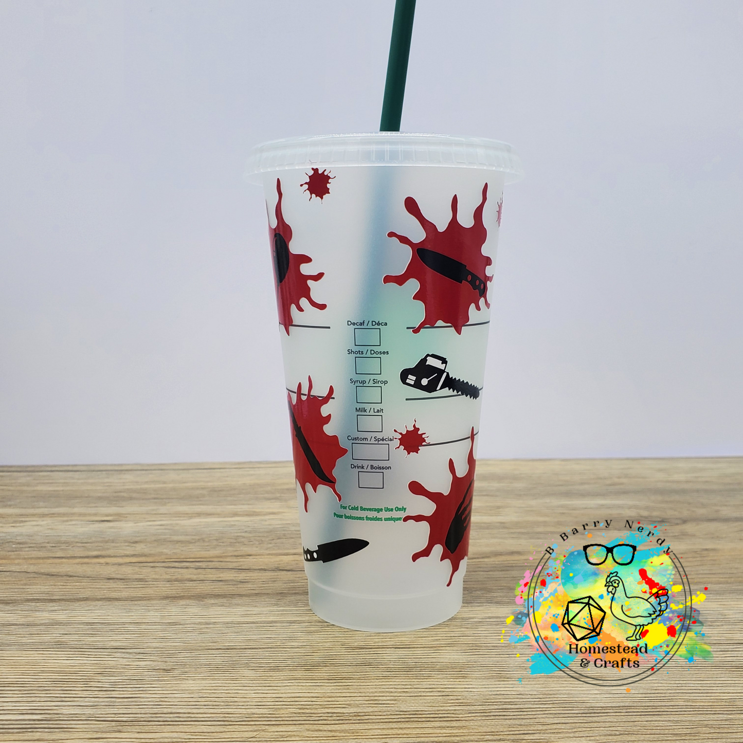 Horror Movie Weapons, 24oz Starbucks Cold Cup with Straw
