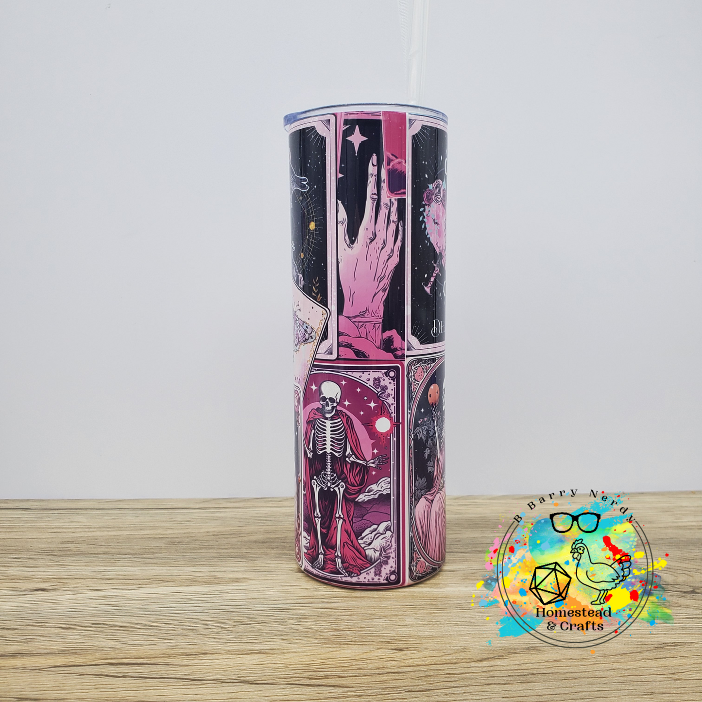 Coral and Pink Tarot, 20 oz Sublimated Steel Tumbler