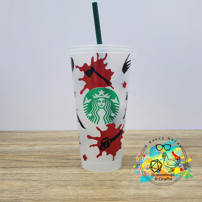 Horror Movie Weapons, 24oz Starbucks Cold Cup with Straw