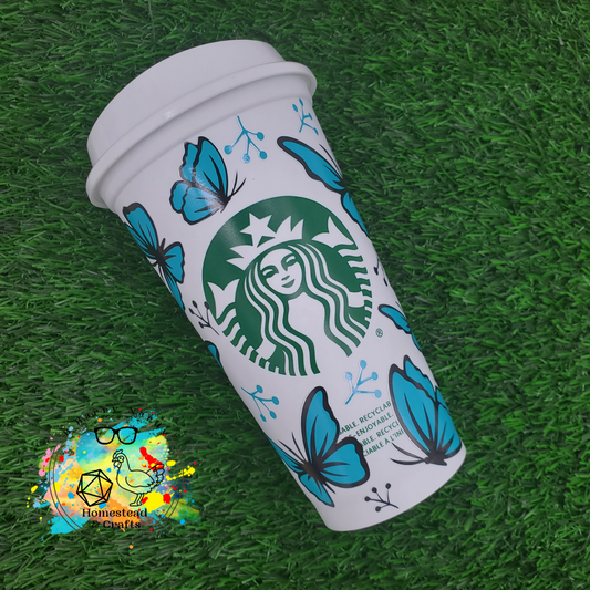 Blue Butterflies, Starbucks 16oz Hot Cup