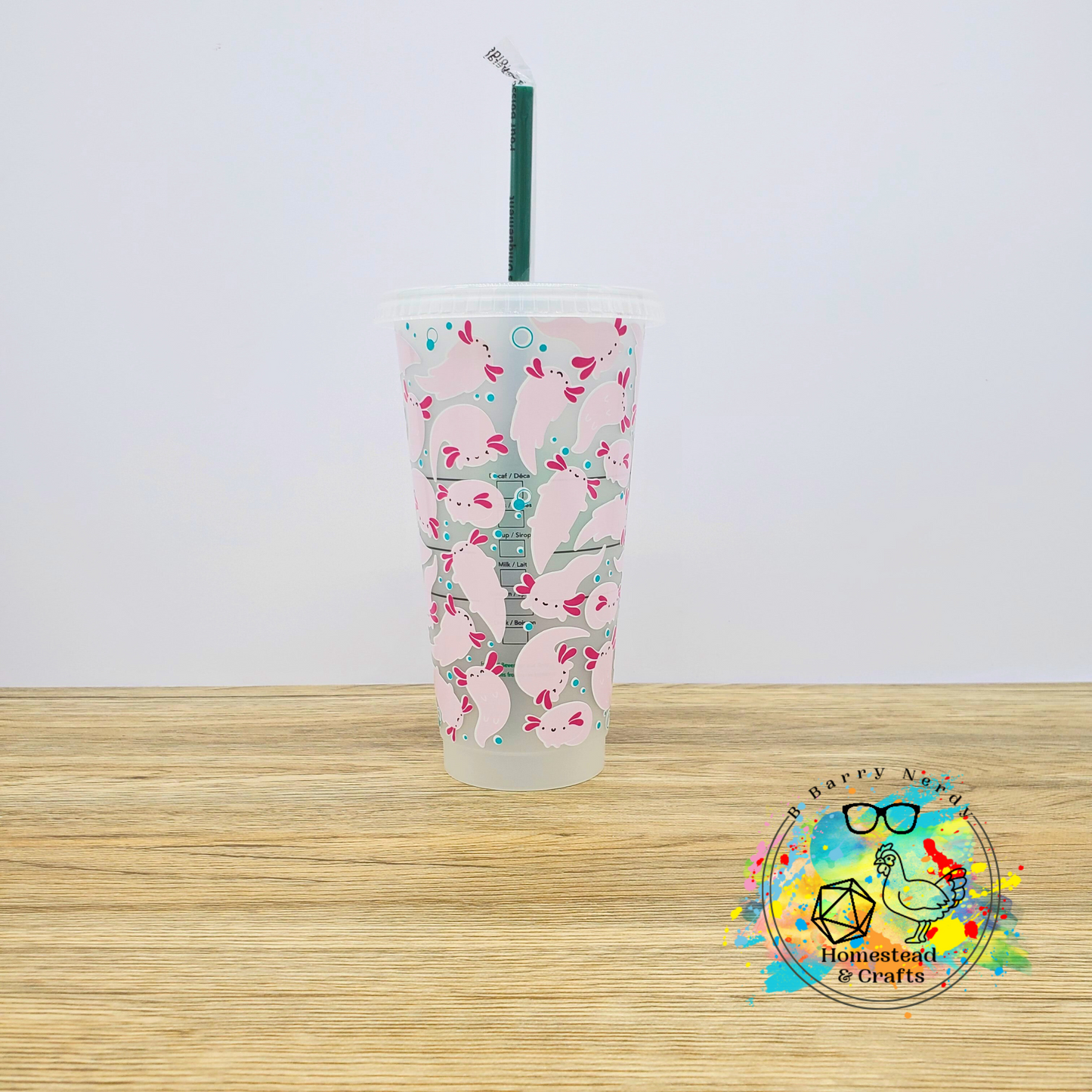 Mini Axolotls, 24oz Starbucks Cold Cup with Straw
