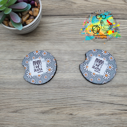 Mama of Drama, Set of 2 Neoprene Car Coasters