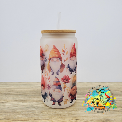 Two Layer Harvest Gnomes, 16oz Sublimated Glass Can