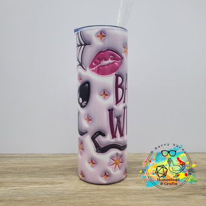 Basic Witch Puffy in Pink, 20 oz Sublimated Steel Tumbler