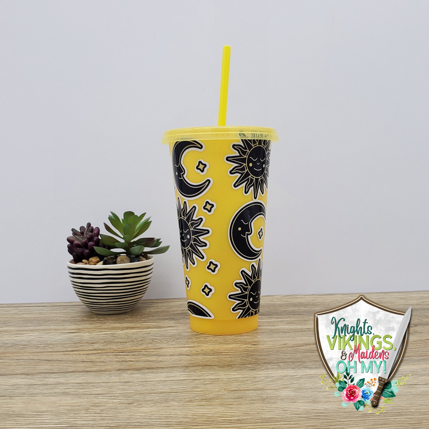 Sun and Moon, Vinyl Cold Cup with a Straw